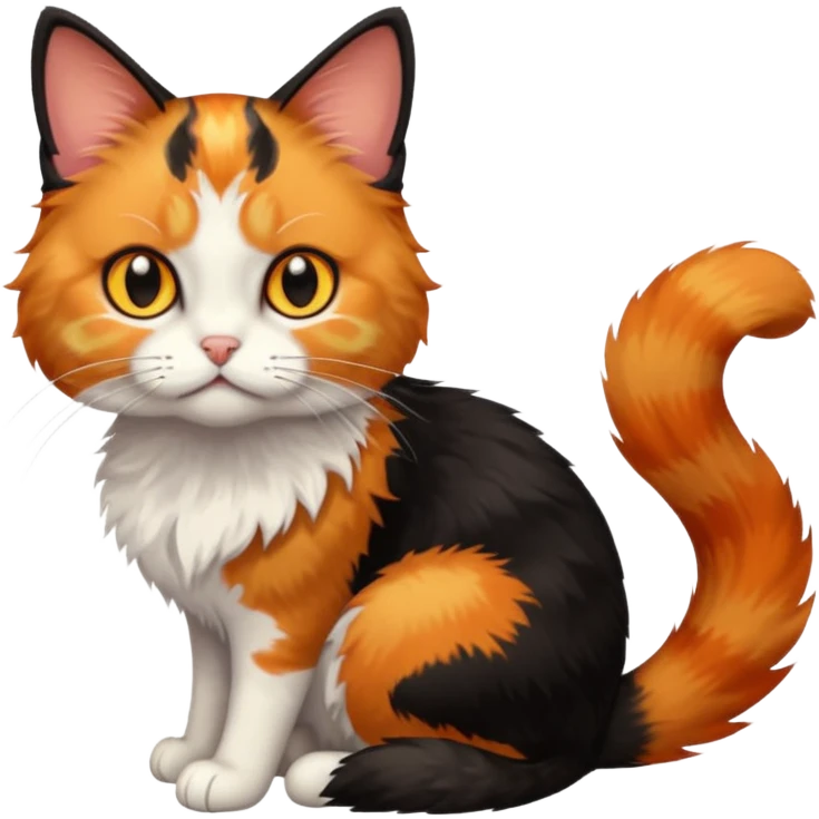 A calico cat with half its face ginger and the other half black emoji