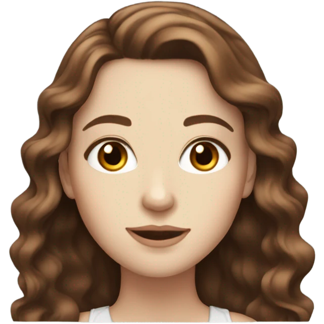beautiful white girl with brown eyes and long wavy dark auburn hair emoji