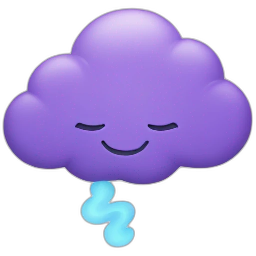 purple cloud with a face emoji