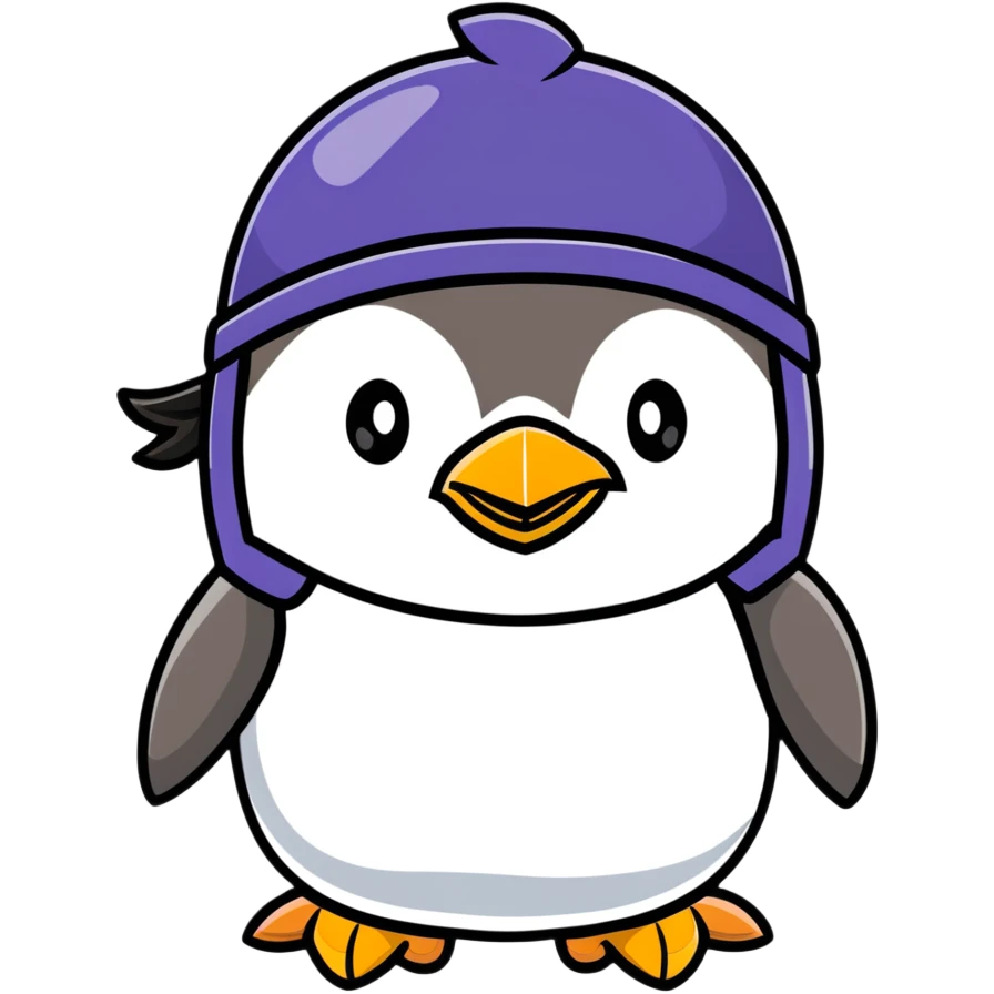 Cute penguin as Norse god Odin with two ravens on shoulders, wearing a Viking helmet and eyepatch emoji