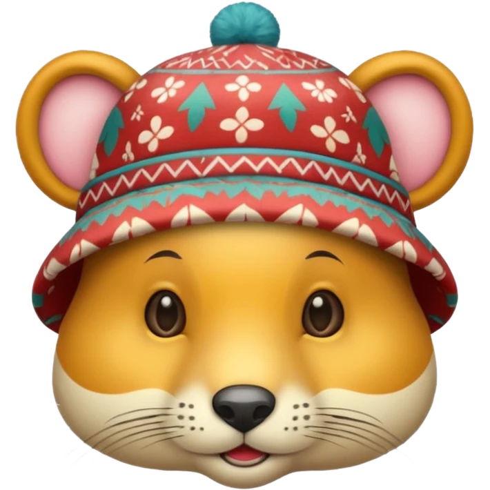 animal wearing patterned hat  emoji