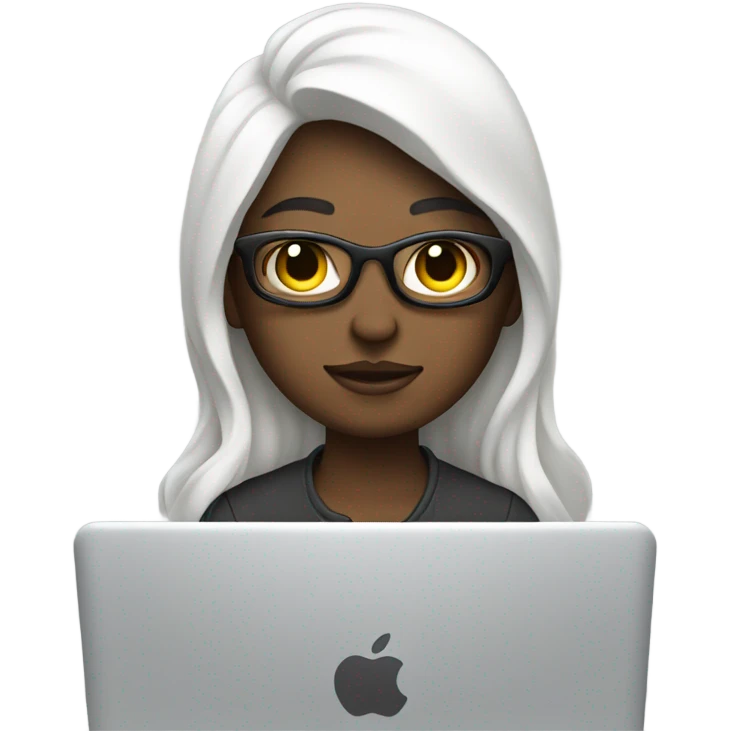 product designer white skin sitting with macbook emoji
