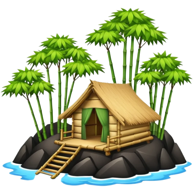bamboo hut in Volcano Island emoji