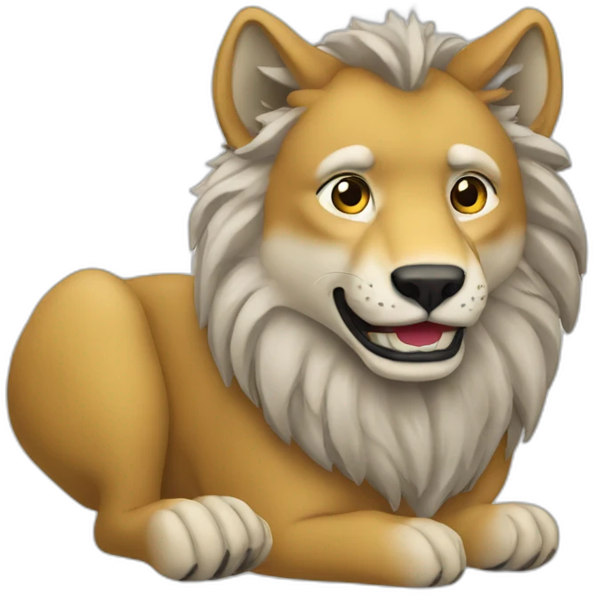 Loup sur un lion emoji