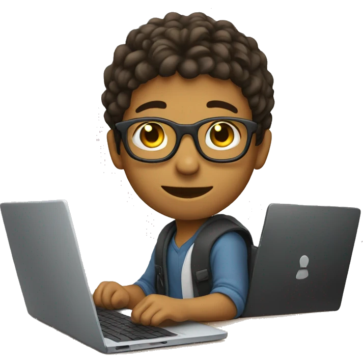 A young programmer with his laptop emoji