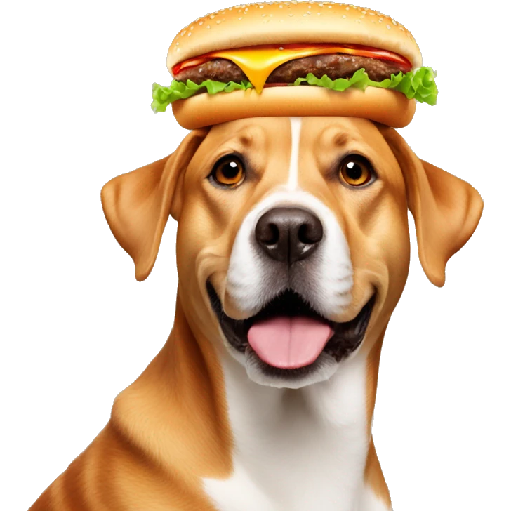 Dog with hamburger on his head emoji