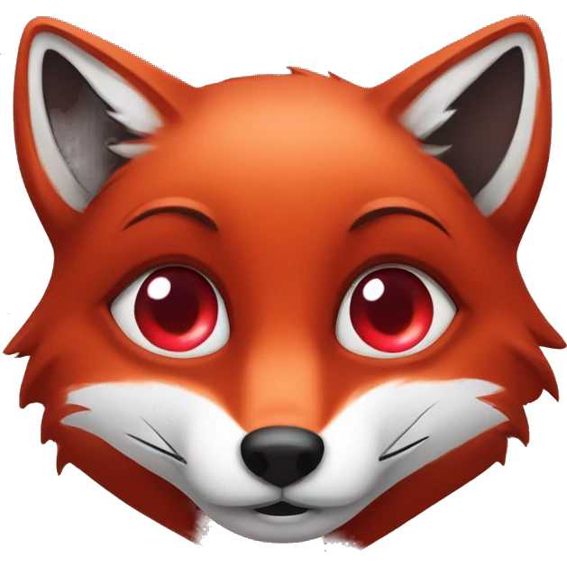 dark red fox face with tiny red heart instead of eyes emoji