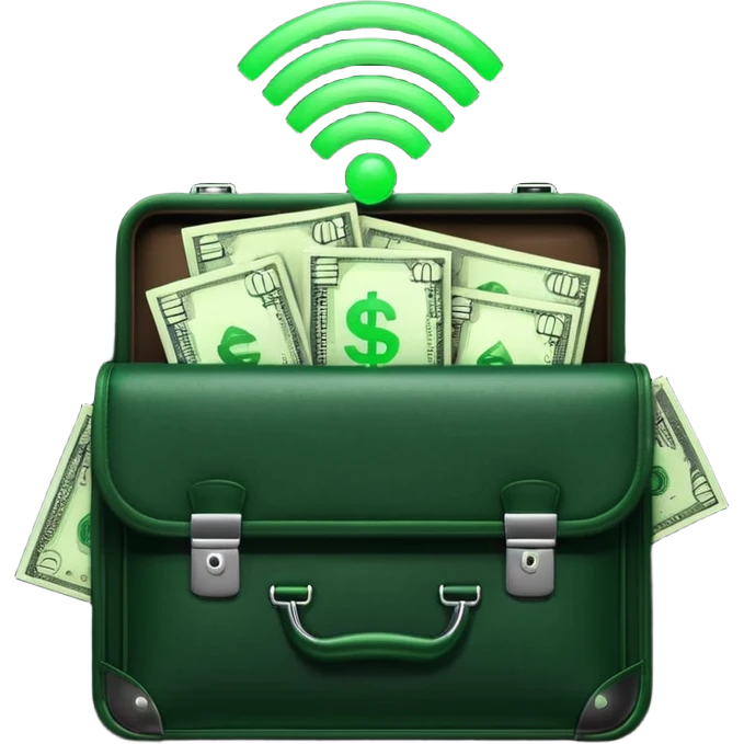 open wifi money filled briefcase emoji