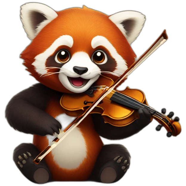 A red panda playing violin emoji