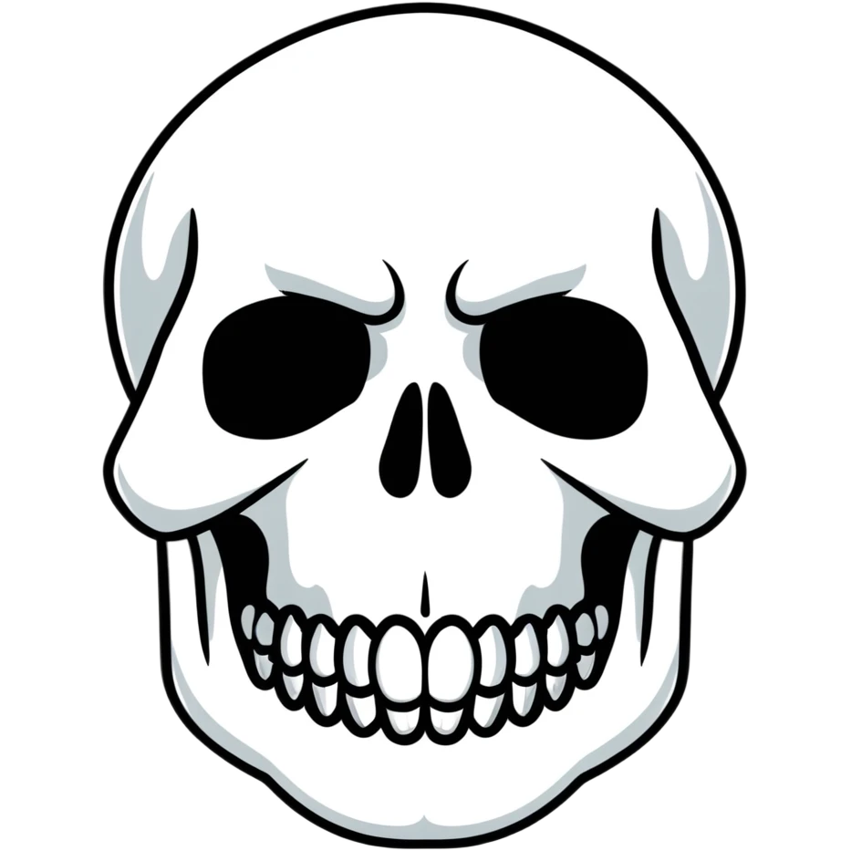 Punisher skull logo, white skull with teeth on black background emoji