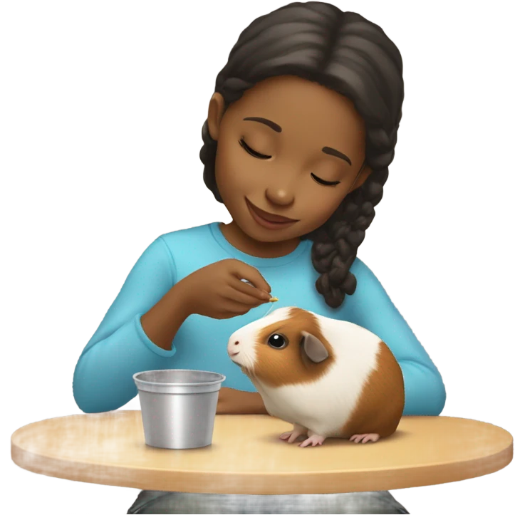 Little Light skin girl Feeding Guinea pig emoji