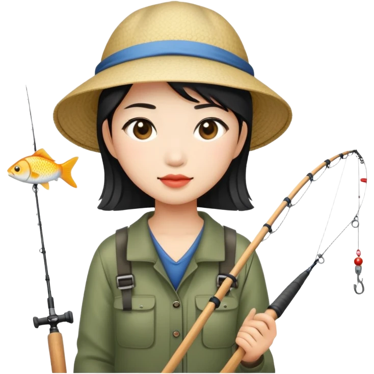 asian girl fishing emoji