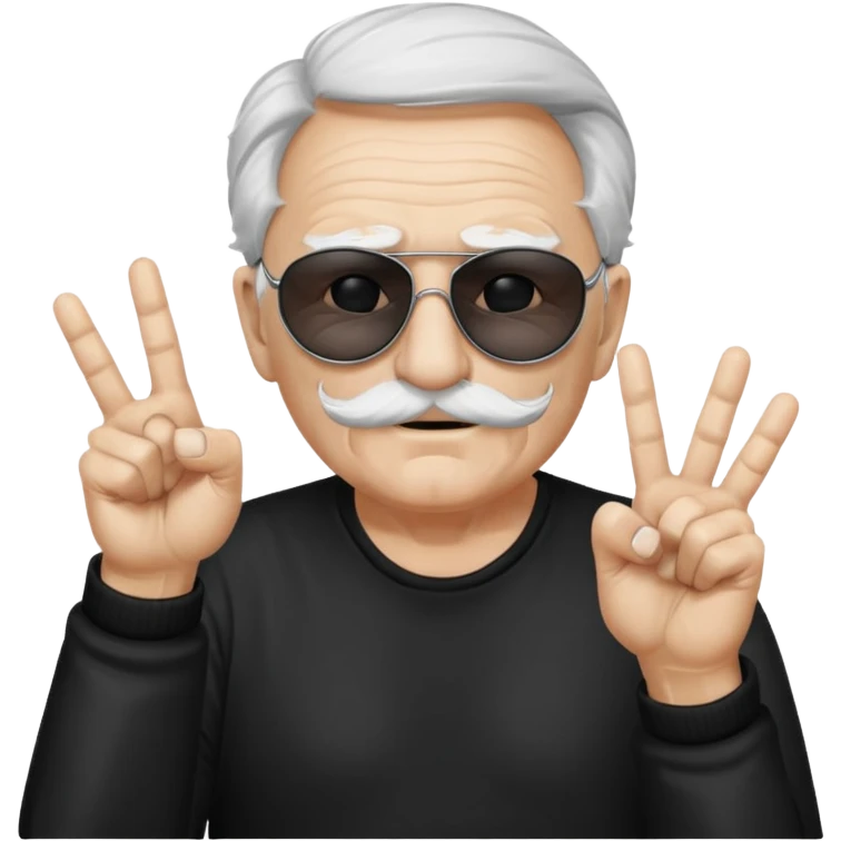 Some white old guy with a mask on and black shades with it also holding up the middle fingers emoji