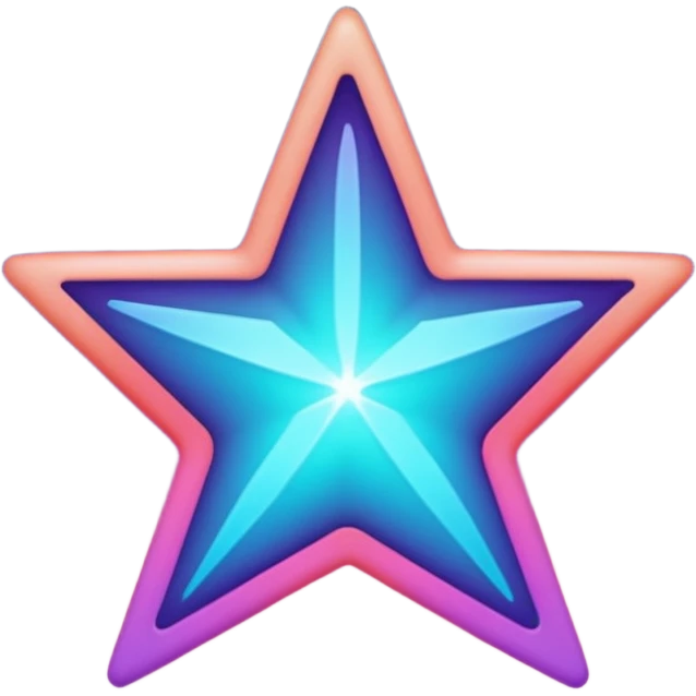 
Star color in in gradient of turquoise, blue, pink, purple, and coral emoji