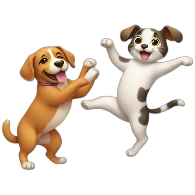 Dog and cat dancing  emoji