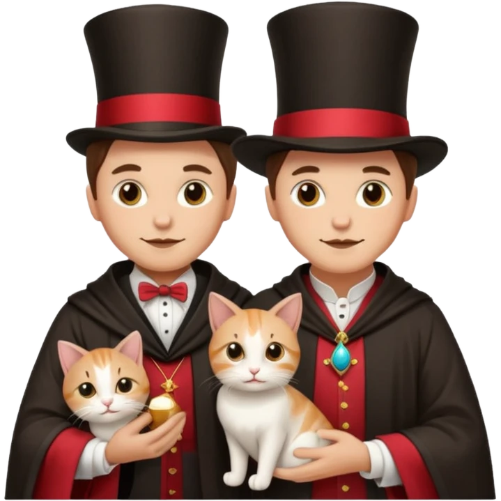 magician couple and their pet cat emoji