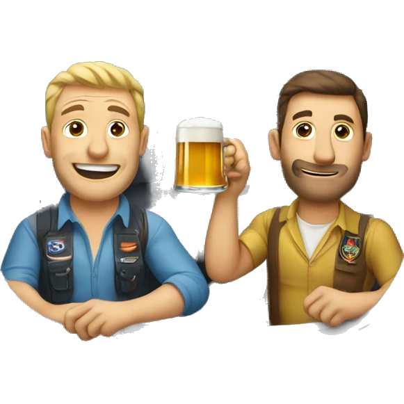 two men drinking beer ontop of a plane emoji