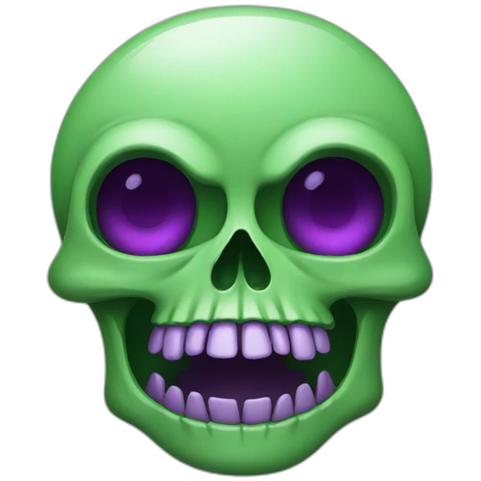 Green skull with purple flower coming out if the eye socket emoji
