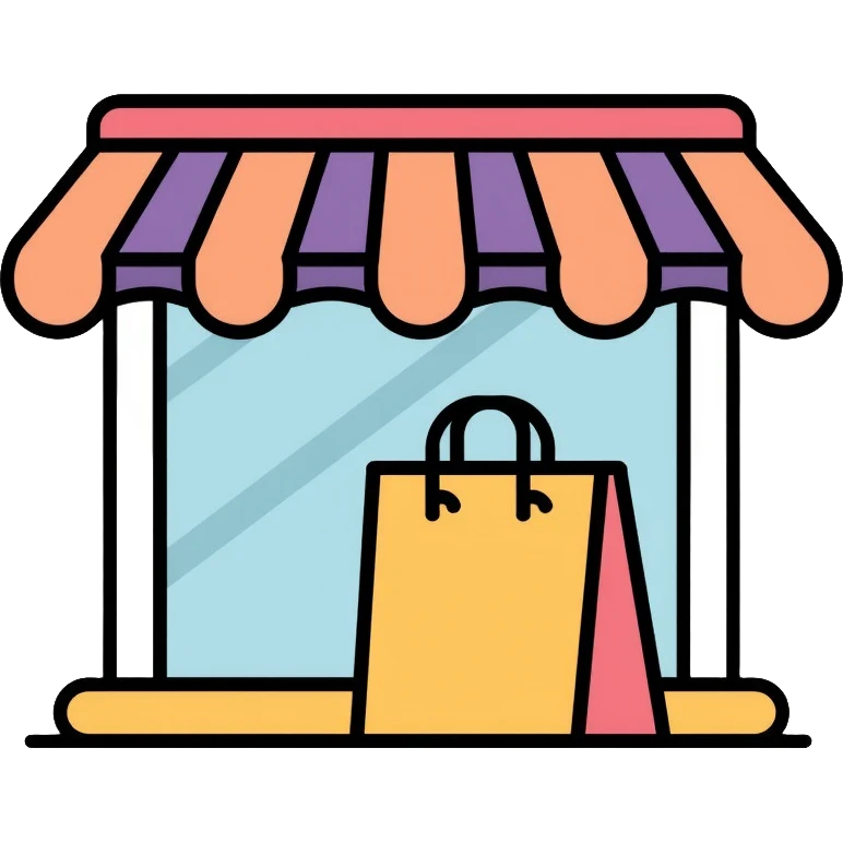online shop storefront with shopping bag icon emoji