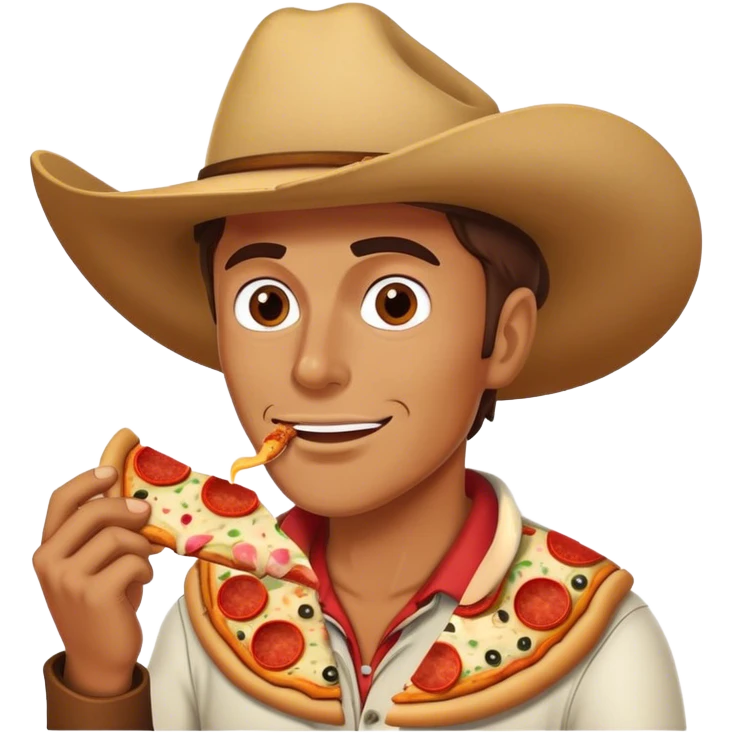 A cowboy eating pizza emoji