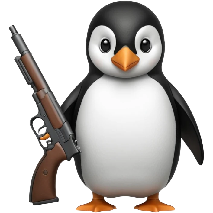 Penguin with a gun emoji