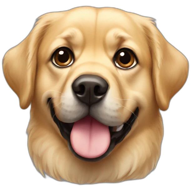 golden retriever with a pug face emoji