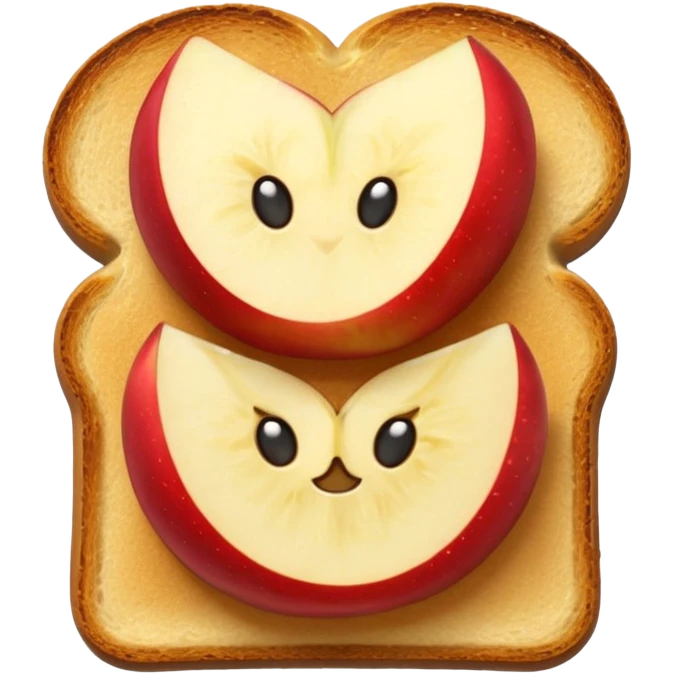 toast with apple slices on top, bright and cheerful emoji style, no text emoji