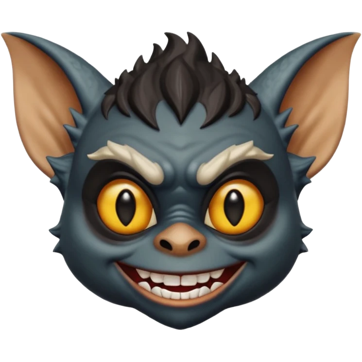 Gremlin with black skin, face only emoji