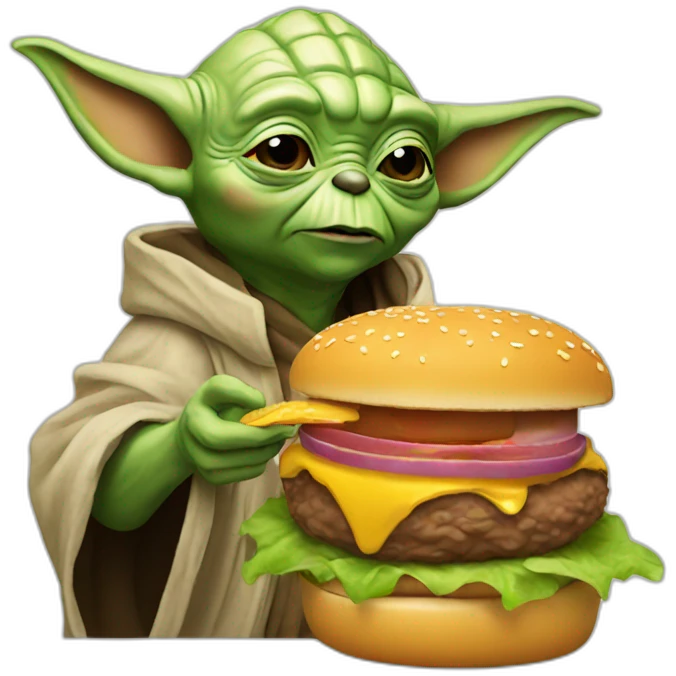 Yoda eating burger emoji