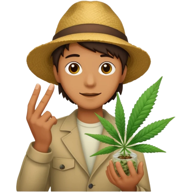 dealer with cannabis on a hand emoji