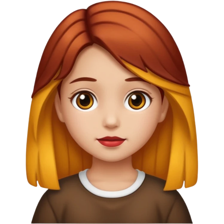 Una niña con piel de color carne y medio morena y medio morena de pelo emoji