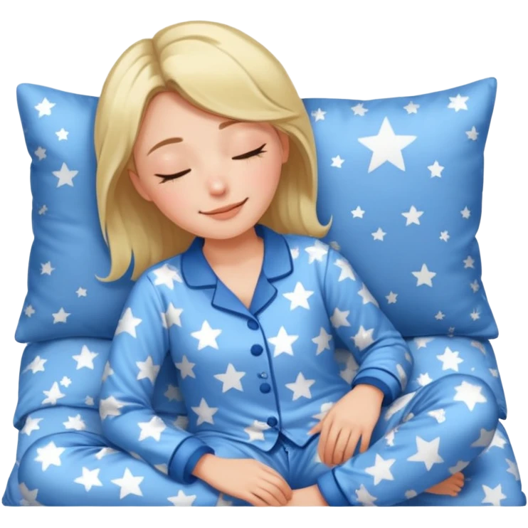  "type": "human",
      "look": "woman in star-print pyjamas, soft blue set, sleepy smile", emoji