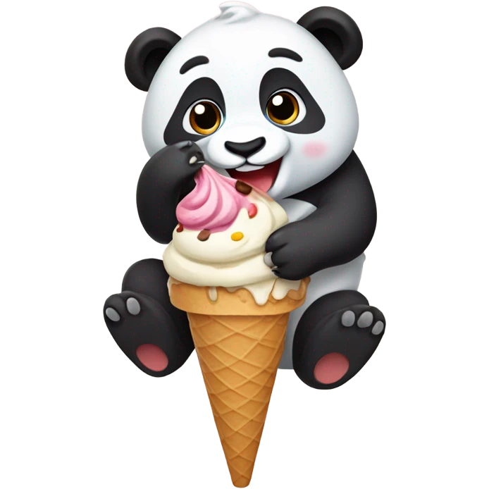 Panda eating ice cream emoji