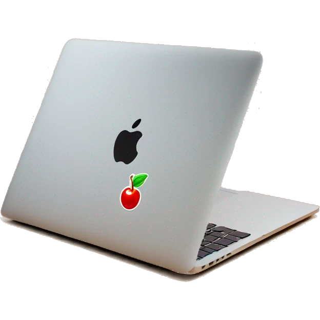 macbook covered with cherry sticker emoji