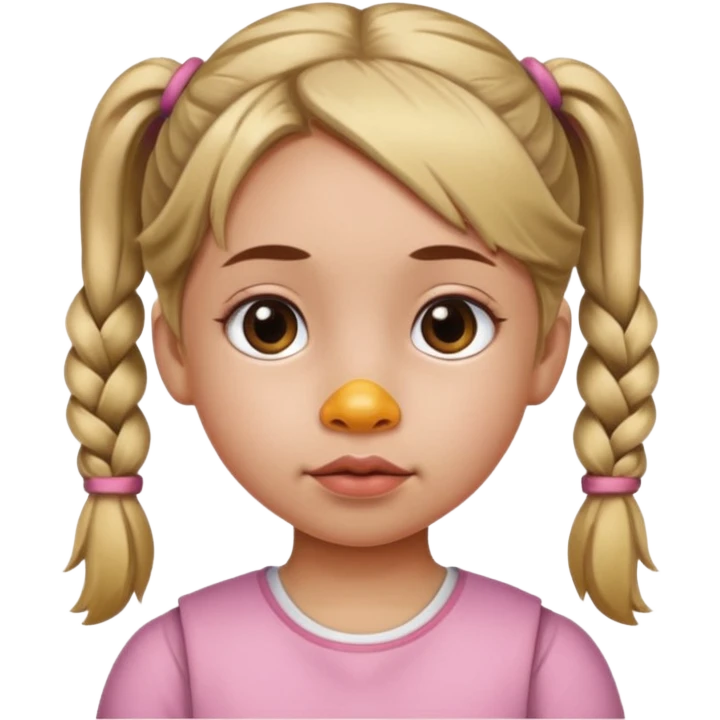 Little girl with pigtails and a duck Bill nose emoji