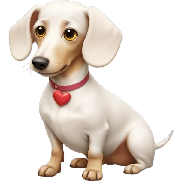 White dachshund with a heart  emoji