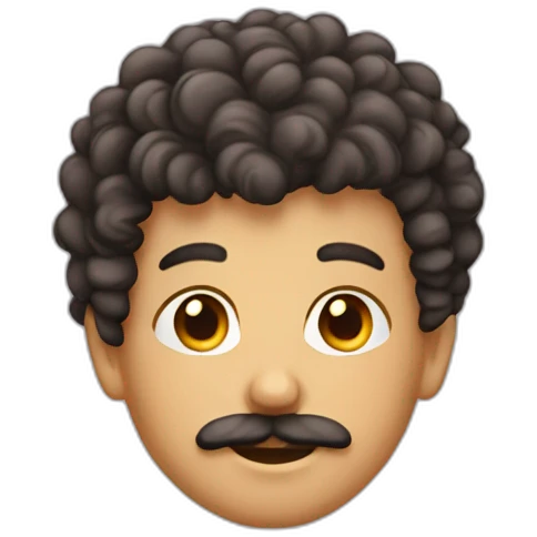 A boy with curly haircut taper and a small moustach emoji