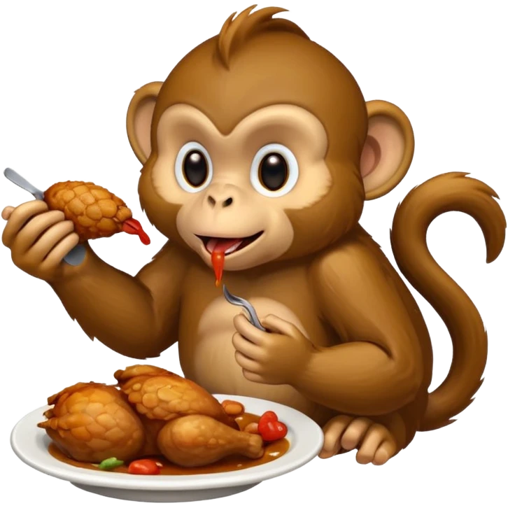 A monkey eating chiken emoji