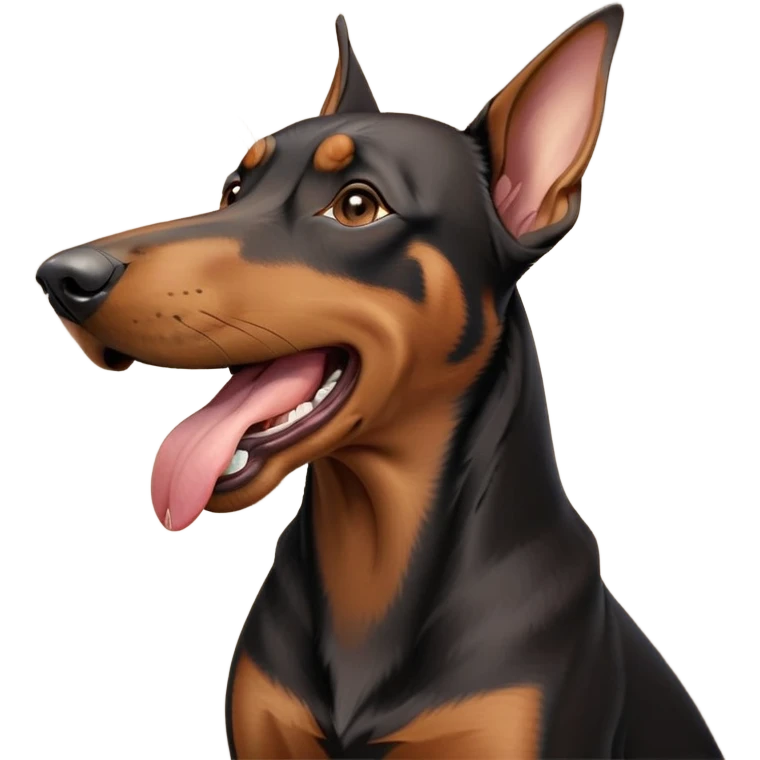 cinematic-cute-yawning-doberman-portrait-emoji,-head-tilted-slightly-with-a-dramatic,-wide-open-yawn,-revealing-a-sleek black and brown fur-with-a-subtle-shimmer,-floppy-ears-slightly-drooping,-round-brown-eyes-barely-open-in-drowsy emoji