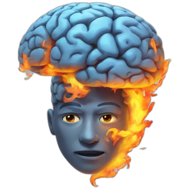 brain coming out with fire above him emoji
