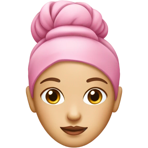 pink girly clean girl head with a bun and spa facial and cucumbers on her eyes emoji
