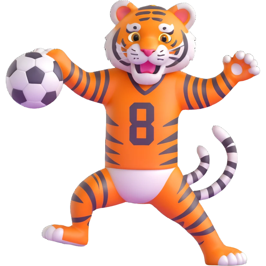 Bengal tiger playing football in Cincinnati emoji