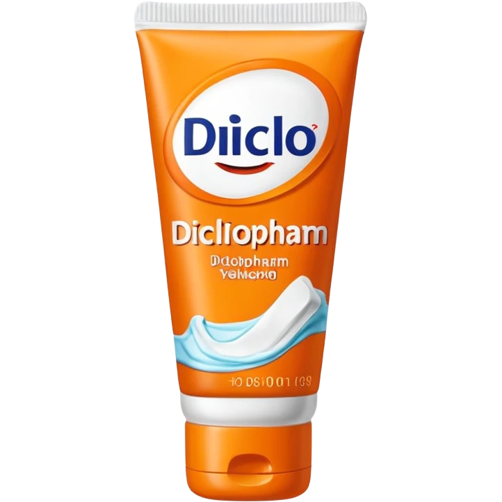 an empty, oversized and totally squeezed out tube of toothpaste labelled "Diclo ratiopharm". It is squeezed out to the last drop. Basic color is orange yellowish. emoji