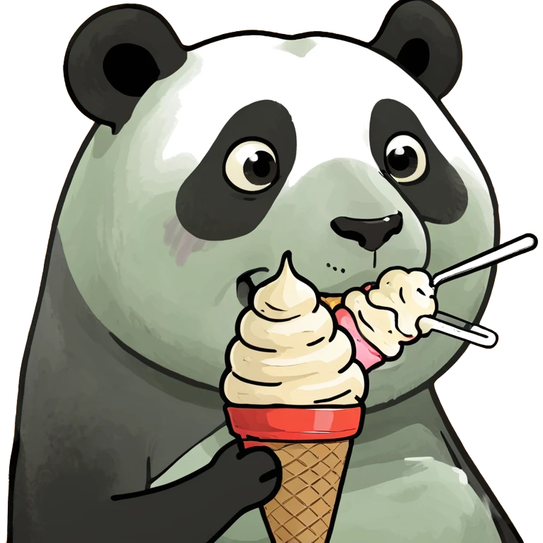 Panda eating ice cream emoji
