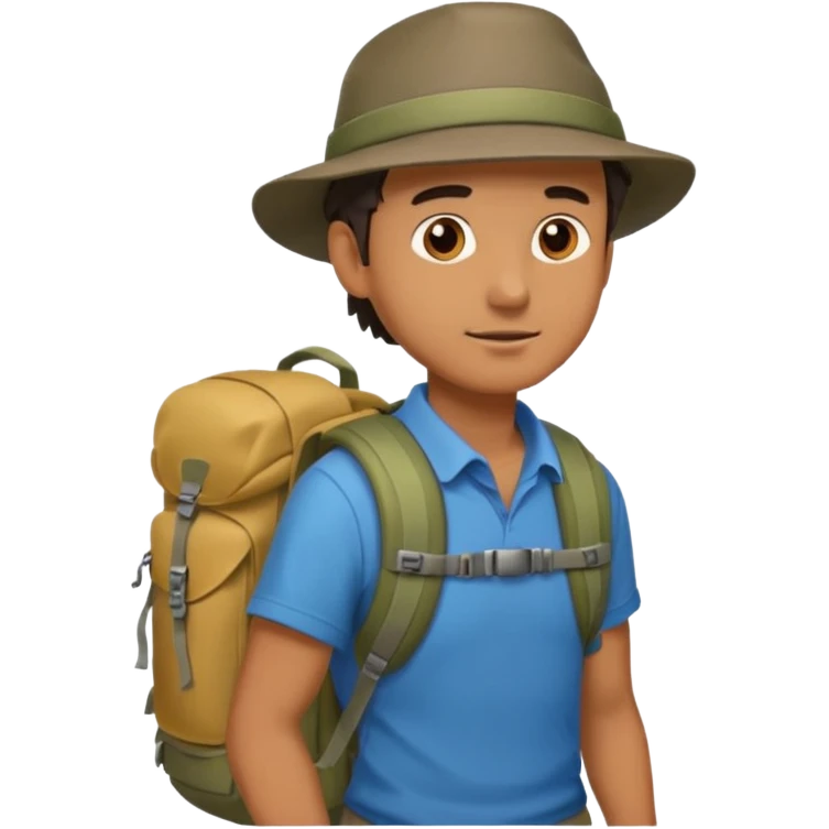 memoji face iphone: men, a solo hiker with carrying a few items emoji