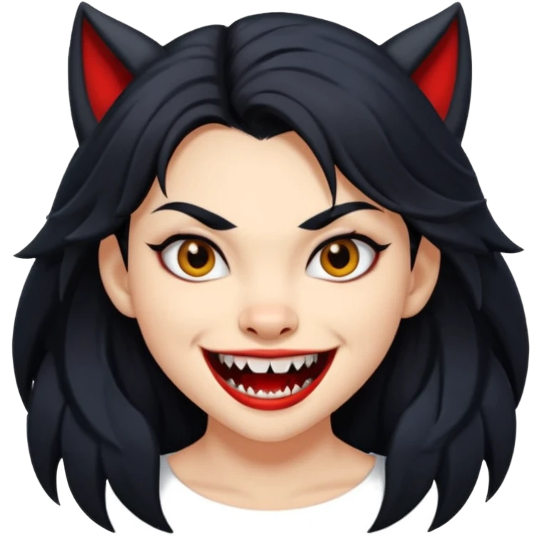 Werewolf black hair girl with a smile emoji