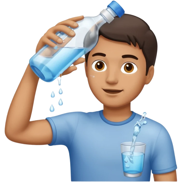 man pouring water from bottle to cup  emoji