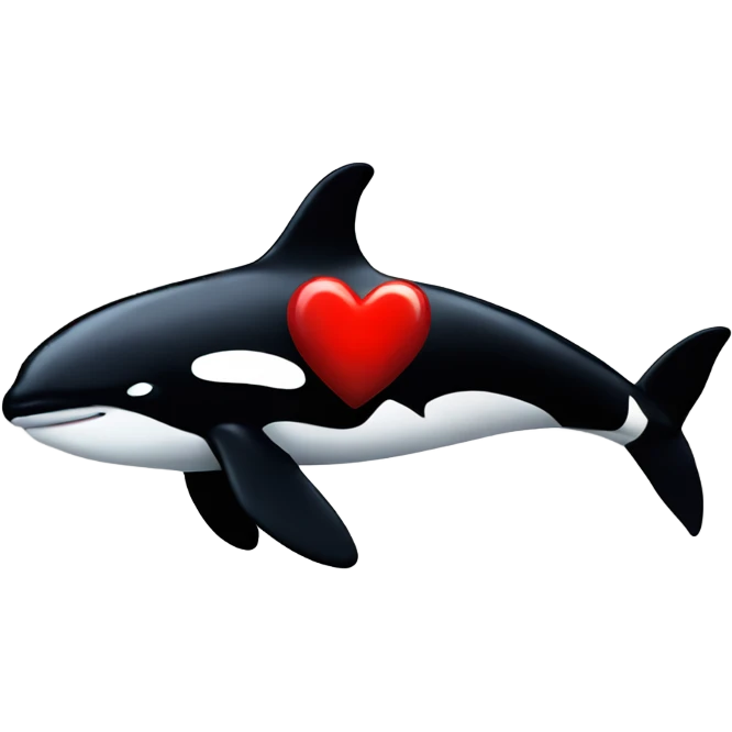 Orca with a red heart emoji