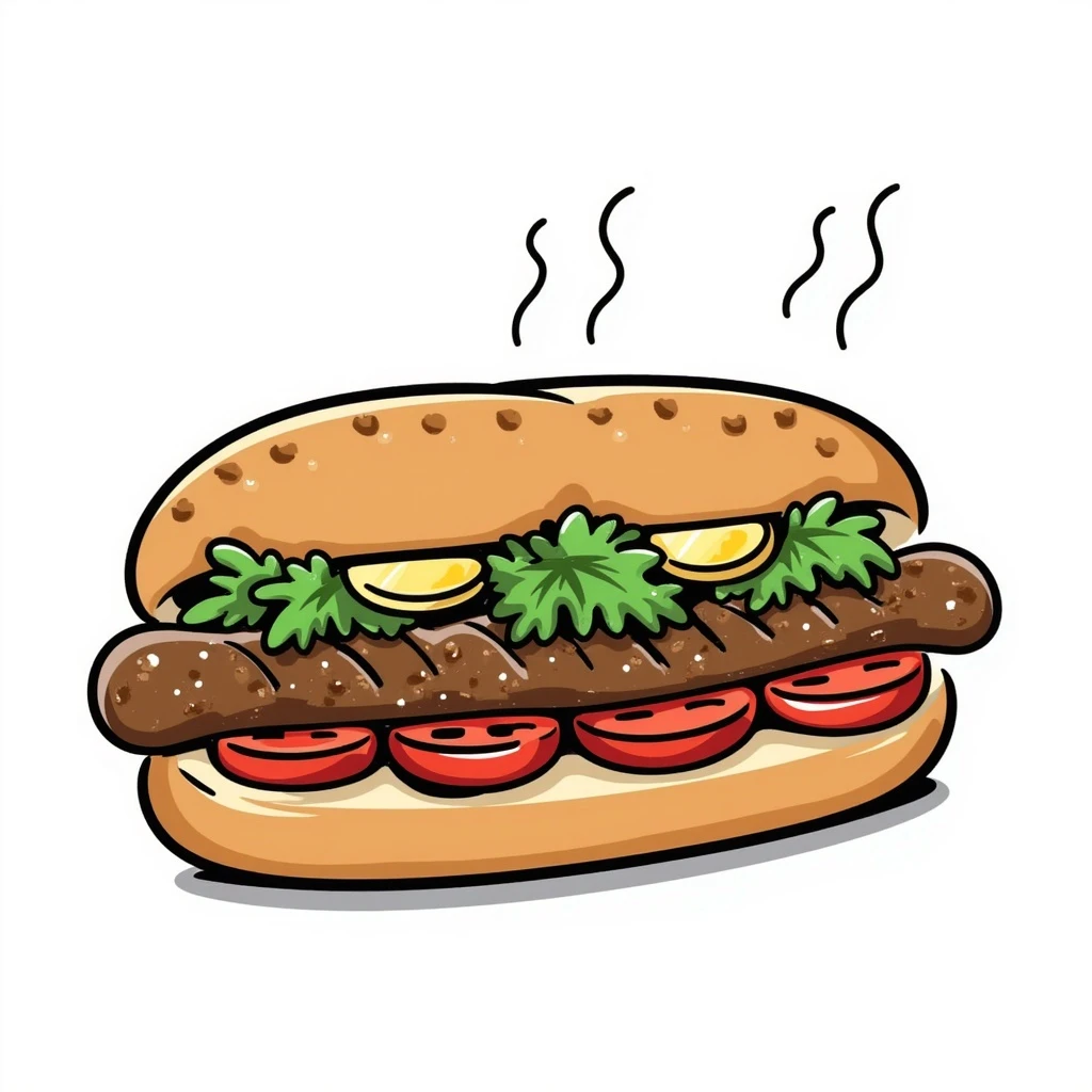 close-up appetizing kokoreç Turkish street food sandwich emoji