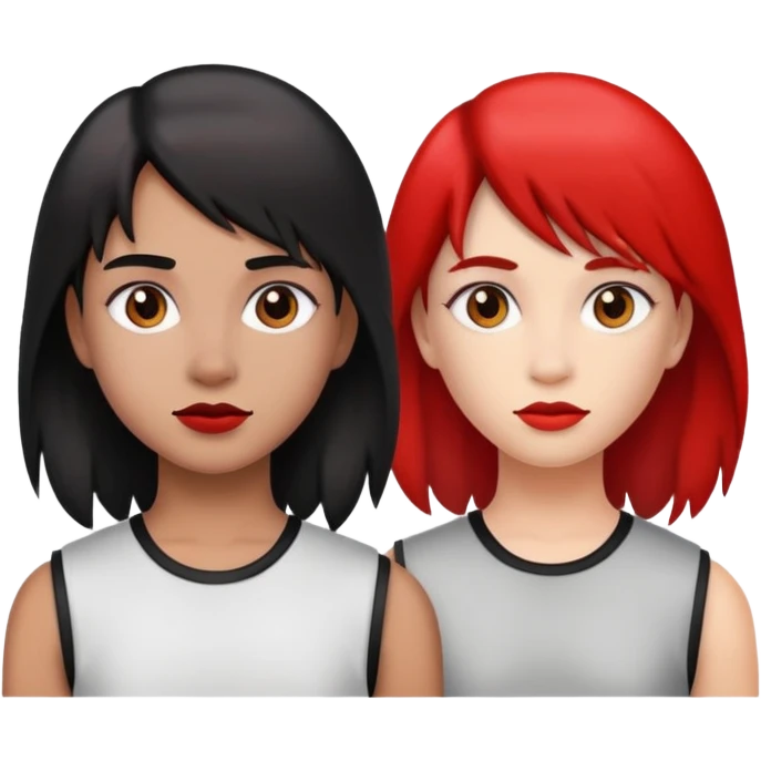 Girl with half red half black mullet emoji